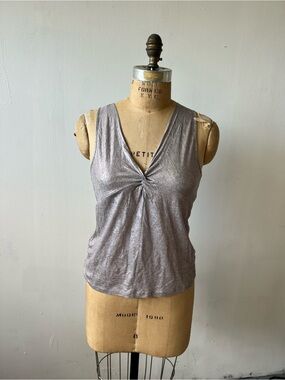Calvin Klein Metallic Twist-Front V-Neck Tank Top - Purple Lilac